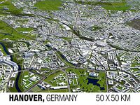 Hanover Germany 50x50km 3D City Map