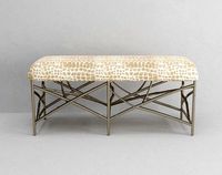 Bench Airlie Modern Silver Branch Champagne Giraffe Print Bench