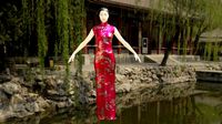 Chinese traditional embroidery cheongsam dress