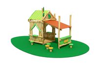 Backyard wood house chalet playground for children play game