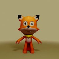 Cartoon Low Poly Fox Model