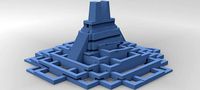 Aztec Ritual Maze With Pyramid