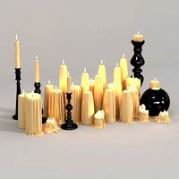 Beige Melted Floor Candles for Fireplace