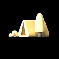 lowpoly illustration camp cute style