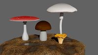 low poly mushroom pack