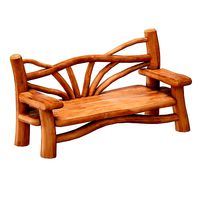 Wooden bench made of logs and branches