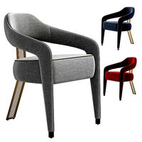INVICTA II dining chair in white boucle and brass rear leg
