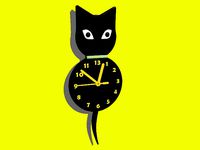 black cat wall clock