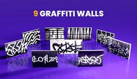 9 Walls with Graffiti paints as Textures Street Assets