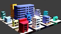 Low poly simple Japanese style buildings
