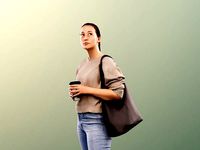 Noelle 12747 - Casual Girl Standing With Coffee To Go