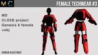 Female TechWear 3 Marvelous Designer Project 3D model