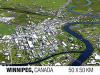 Winnipeg Canada 50x50km 3D City Map