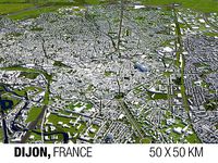 Dijon France 50x50km 3D City Map