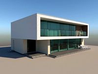 Modern individual residential building with a flat roof