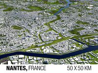 Nantes France 50x50km 3D City Map
