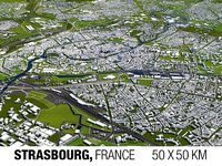 Strasbourg France 50x50km 3D City Map