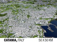 Catania Italy 50x50km City Map 3D Model