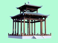 Traditional Chinese Double Eaves Square Pavillion