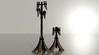 Two detailed game ready orcish candlesticks