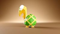 Koopa Troopa Green Super Maro Bros Low Poly