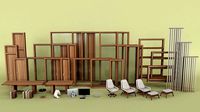 Modern Mid Century office set - architecture