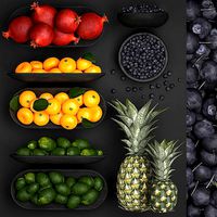 Fruit Set Pomegranate Lemon Pineapple Blueberry