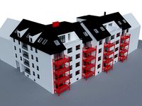 Apartment multi-story Building Low-poly