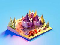 Hagrid House and trees 3D model Render in blender