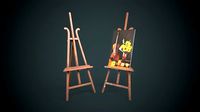 Vintage easel and canvas