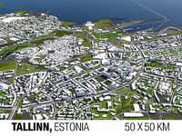 Tallinn Estonia 50x50km 3D City Map