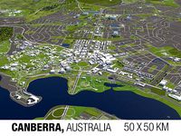 Canberra Australia 50x50km 3D City Map