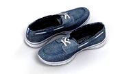 Blue Fabric Boat Shoes
