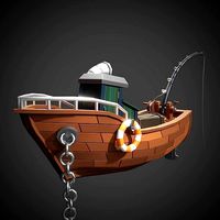 Lowpoly Cartoon Fishing Boat