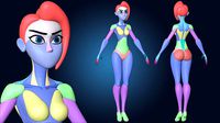 Cartoon Character Female Basemesh Anatomy Blockout
