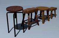 Free Stool Pack of 4 - PBR Lowpoly 3D model - Cuboidal Studios