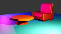 Free low poly single sofa or couch and a table