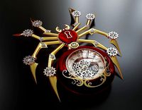 Steampunk spider brooch-clock