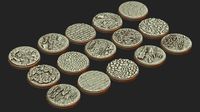 PACK 3 - 15 MINIATURE BASES 50mm 3D Print Ready - .OBJ, .STL files