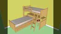 Bunk beds and trundle with study table