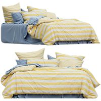 Adairs Vintage Washed Linen Cotton Pastel Lemon Quilt Cover Set bed  (336825)
