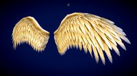 Animated Low Poly Golden Wings