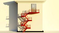 Fire Escape Staircase Exterior - Low Poly