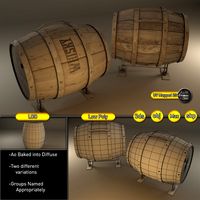 Wooden Barrel 3D Model
