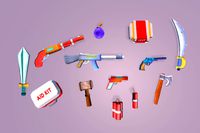 Hypercasual Low Poly Gun Props Pack