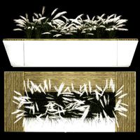 Flowerbed Bench With Bushes Feather Grass 1134