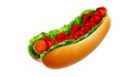 Hot dog with ketchup salad tomato v2