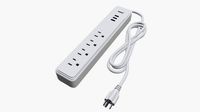 Power strip USA with USB ports white