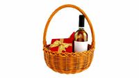Wine Bottle In Wicker Wooden Basket 03