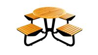 Wood Outdoor Umbrella Table With 4 Seats